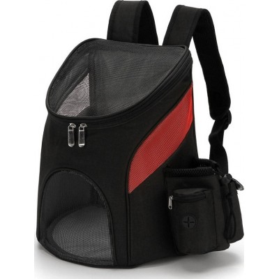 Large (L) Portable mesh pet bag. Breathable pet backpack. Foldable. Large capacity. Pet carrying bag Black and Red