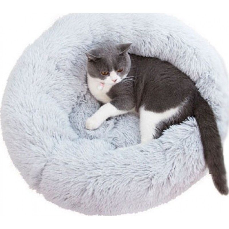 36,99 € Free Shipping | Cat Beds Round cat bed. House soft. Long plush best dog bed. Winter puppy basket cushion