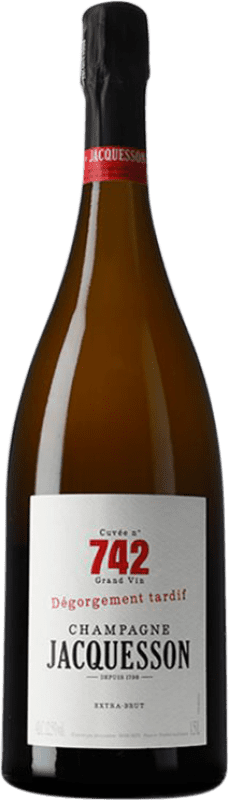 送料無料 | 白のスパークリングワイン Jacquesson 742 Cuvée, VT Vendange Tardive — 遅摘み A.O.C. Champagne シャンパン フランス Pinot Noir — ピノ・ノワール, Chardonnay — シャルドネ, Pinot Meunier — ピノ・ムニエ マグナムボトル 1,5 L