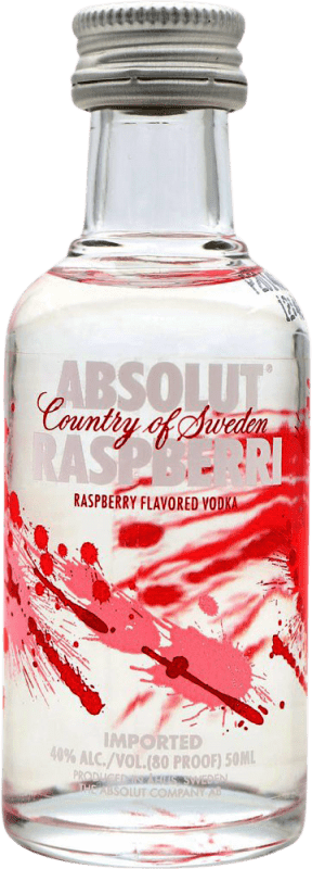8,95 € Envío gratis | Vodka Absolut Botellín Miniatura 5 cl Raspberry — Frambuesa