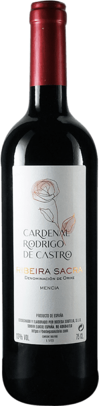 Envío gratis | Vino Tinto Soutelo Cardenal Rodrigo de Castro Seco D.O. Ribeira Sacra Galicia España Garnacha, Mencía 75 cl