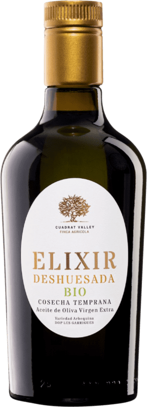Kostenloser Versand | Olivenöl Cuadrat Valley Elixir Deshuesada Cosecha Temprana — Frühe Ernte, E-NOL Extra Nativ D.O.P. Les Garrigues Katalonien Spanien Arbequina Bio — Nachhaltig Medium-Flasche 50 cl