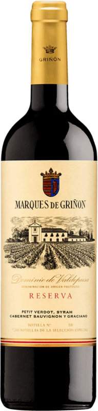 21,95 € | Vino Tinto Marqués de Griñón Reserva D.O.P. Vino de Pago Dominio de Valdepusa Toledo España Syrah, Cabernet Sauvignon, Graciano, Petit Verdot 75 cl