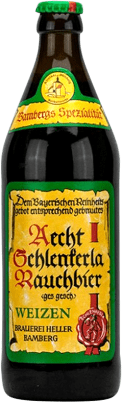 4,95 € | Cerveza Heller Brau Trum Aecht Schlenkerla Rauchbier Alemania Botella Medium 50 cl Weizenkorn — Trigo
