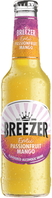 32,95 € | Boîte de 12 unités Mixer Bacardí Breezer Espagne Petite Bouteille 27 cl Passion Fruit — Fruit de la Passion, Mango — Mangue