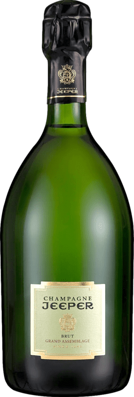 Бесплатная доставка | Белое игристое вино Jeeper Grand Assemblage Brut — брют A.O.C. Champagne шампанское Франция Pinot Noir — Пино Нуар, Chardonnay — Шардоне, Pinot Meunier — Пино Менье 75 cl