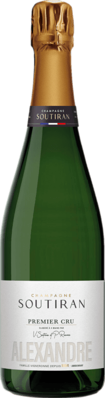 Kostenloser Versand | Weißer Sekt Soutiran Alexandre Brut — Herb 1er Premier Cru Erste Lage A.O.C. Champagne Champagner Frankreich Pinot Noir — Spätburgunder, Chardonnay, Pinot Meunier — Schwarzriesling 75 cl