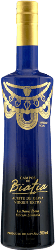 35,95 € Envio grátis | Azeite de Oliva Campos de Biatia La Dama Íbera Edición Limitada Azul Garrafa Medium 50 cl
