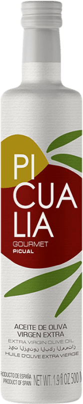 Kostenloser Versand | Olivenöl Picualia Gourmet E-NOL Extra Nativ Jaén Spanien Picual Medium-Flasche 50 cl