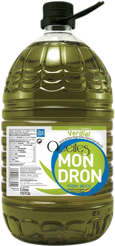 67,95 € | Aceite de Oliva Mondrón Virgen Extra PET Málaga España Verdial Garrafa 5 L