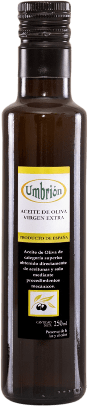 Kostenloser Versand | 12 Einheiten Box Olivenöl Umbrión E-NOL Extra Nativ Toledo Spanien Arbequina Kleine Flasche 25 cl