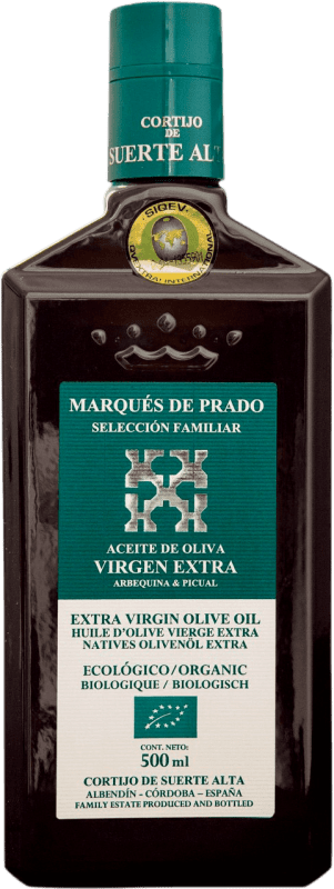 Envoi gratuit | Huile d'Olive Cortijo de Suerte Alta Marqués de Prado Virgen Extra Selección Familiar Ecológico Córdoba Espagne Biologique Bouteille Medium 50 cl