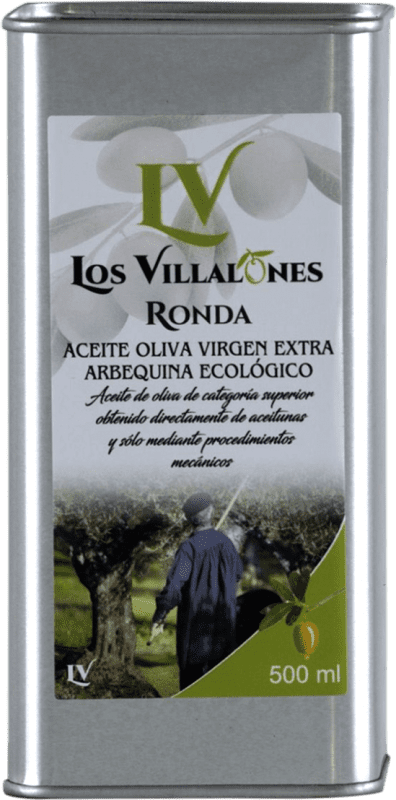 Free Shipping | Olive Oil Los Villalones EVOO Extra Virgin Málaga Spain Arbequina Eco — Organic Medium Can 50 cl