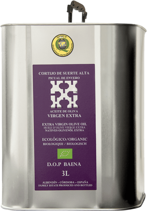 Kostenloser Versand | Olivenöl Cortijo de Suerte Alta Marqués de Prado Envero E-NOL Extra Nativ D.O. Baena Córdoba Spanien Picual Eco — Biologisch Spezialdose 3 L