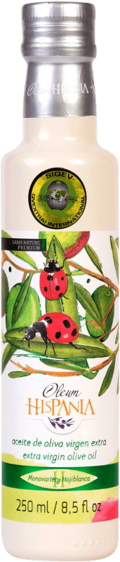 Kostenloser Versand | 12 Einheiten Box Olivenöl Oleum Hispania Premium, Nature, E-NOL Extra Nativ Córdoba Spanien Hojiblanca Kleine Flasche 25 cl