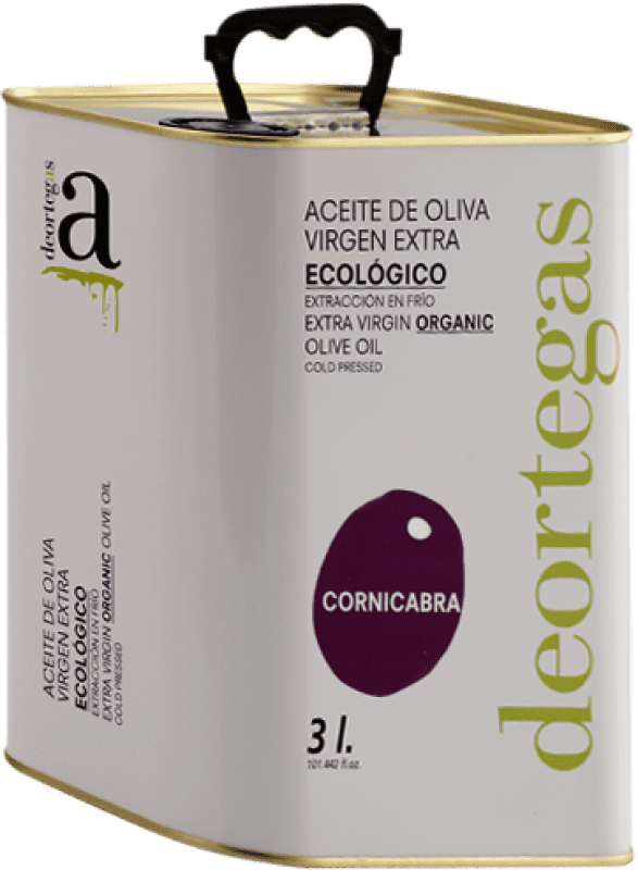 Kostenloser Versand | Olivenöl Deortegas E-NOL Extra Nativ Region von Murcia Spanien Cornicabra Eco — Biologisch Spezialdose 3 L