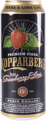 16,95 € Spedizione Gratuita | Scatola da 12 unità Mixer Kopparberg Lattina 33 cl Strawberry — Fragola, Lime — Lima, Cider — Sidro