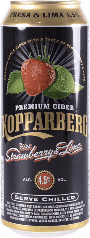 35,95 € Бесплатная доставка | Коробка из 12 единиц Напитки и миксеры Kopparberg Sidra Fresa Lima Алюминиевая банка 33 cl