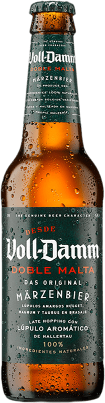 58,95 € Envío gratis | Caja de 24 unidades Cerveza Voll Damm Doble Malta Botellín Tercio 33 cl
