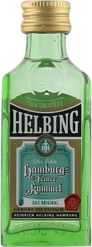 Envío gratis | Orujo Aguardiente Helbing Hamburgs Feiner Alemania Botellín Miniatura 2 cl Kümmel — Alcaravea