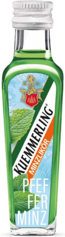 22,95 € Envío gratis | Caja de 25 unidades Licores Kümmerling Pfefferminzlikör Botellín Miniatura 2 cl