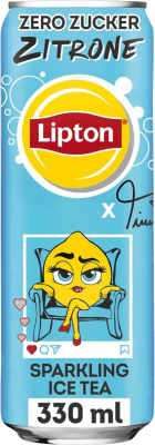 0,95 € Envio grátis | Refrigerantes Lipton Zero Sparkling — Espumante Lata 33 cl Zitrone — Limão, Ice Tea — Chá Gelado