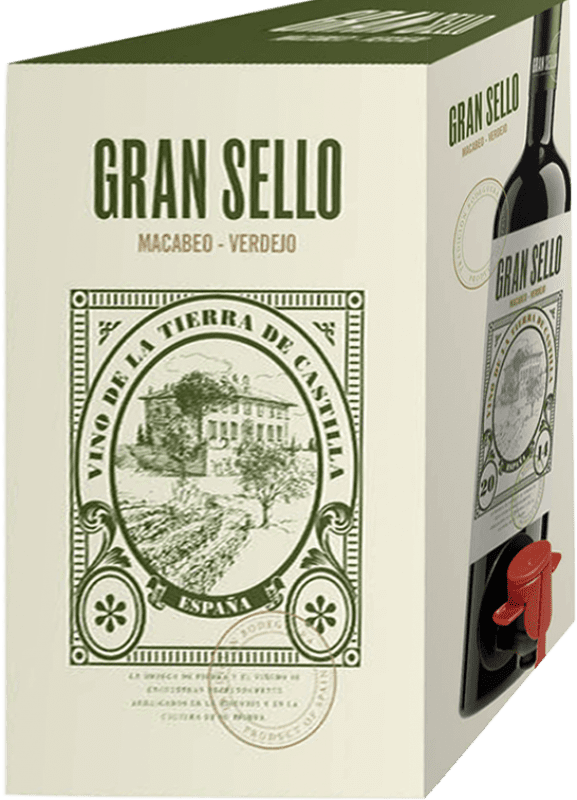 Envoi gratuit | Vin blanc Gran Sello Macabeo Verdejo Sec I.G.P. Vino de la Tierra de Castilla Castilla La Mancha Espagne Macabeo, Verdejo Bag in Box 3 L