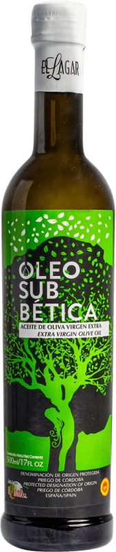19,95 € Envío gratis | Aceite de Oliva Marín Serrano El Lagar. Oleo Subbética AOVE Virgen Extra D.O.P. Priego de Córdoba Botella Medium 50 cl Vidrio