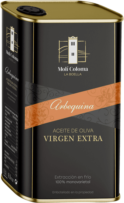 Envío gratis | Aceite de Oliva Finca Molí Coloma La Boella D.O.P. Siurana Cataluña España Arbequina Lata 50 cl