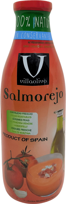 Free Shipping | Soft Drinks Mediterráneo Villaolivo Salmorejo Region of Murcia Spain 1 L Gluten Free, Glass