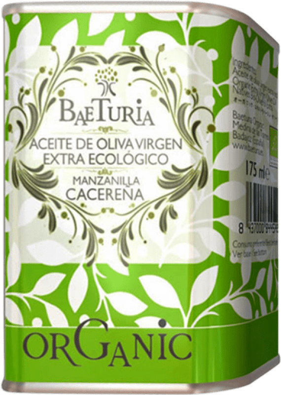 Envío gratis | Caja de 36 unidades Aceite de Oliva Baeturia Organic Extremadura España Manzanilla Lata 18 cl