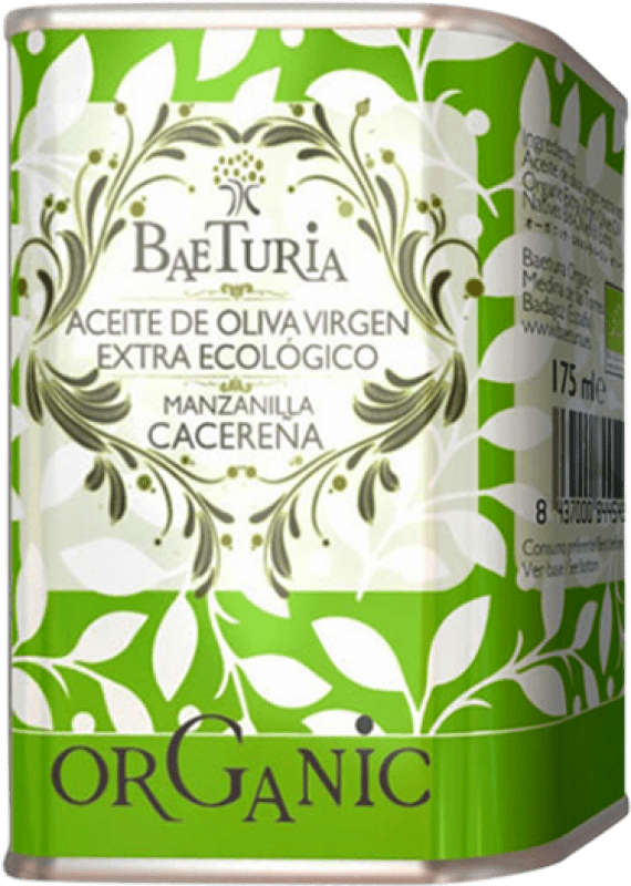 184,95 € Spedizione Gratuita | Scatola da 36 unità Olio d'Oliva Baeturia Organic EVO Extra Vergine Lattina 18 cl