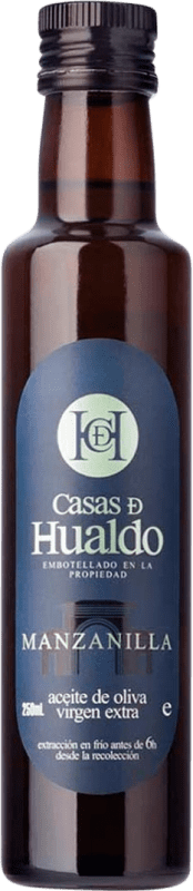 Envoi gratuit | Boîte de 12 unités Huile d'Olive Casas de Hualdo HOVE Vierge Extra D.O. Montes de Toledo Castilla La Mancha Espagne Manzanilla Petite Bouteille 25 cl Verre