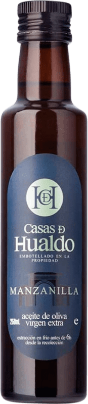 Envoi gratuit | Boîte de 12 unités Huile d'Olive Casas de Hualdo Vidrio D.O. Montes de Toledo Castilla La Mancha Espagne Manzanilla Petite Bouteille 25 cl