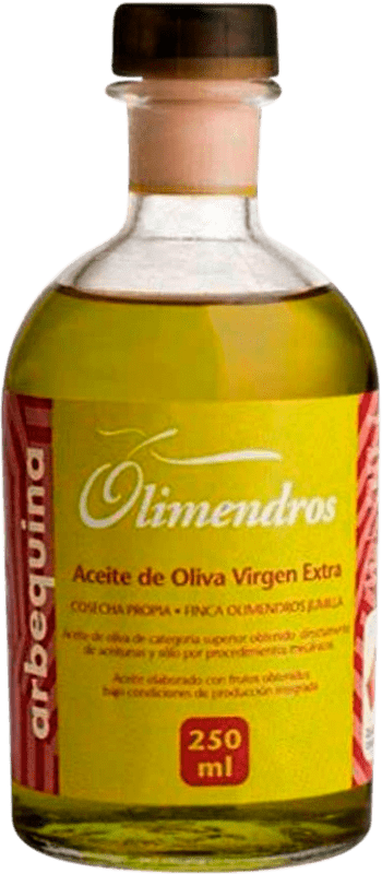Envío gratis | Caja de 12 unidades Aceite de Oliva Olimendros AOVE Virgen Extra Región de Murcia España Arbequina Botellín 25 cl Vidrio