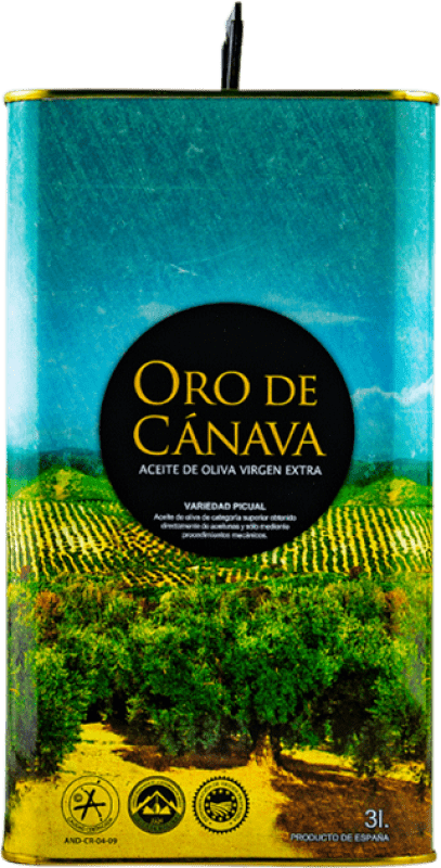 56,95 € Envío gratis | Aceite de Oliva Ntra. Sra. de los Remedios Oro de Cánava D.O. Sierra Mágina Lata Especial 3 L