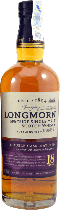 157,95 € | Single Malt Whisky Longmorn Double Cask Matured Royaume-Uni 18 Ans 70 cl