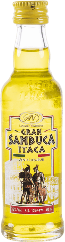 Envío gratis | Licores Antonio Nadal Sambuca Ítaca Yellow España Botellín Miniatura 4 cl