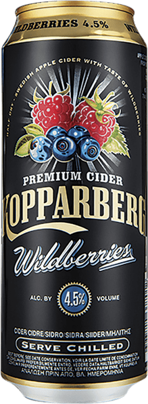 76,95 € Envío gratis | Caja de 24 unidades Sidra Kopparberg Lata Medium 50 cl Wild Berries — Bayas Silvestres