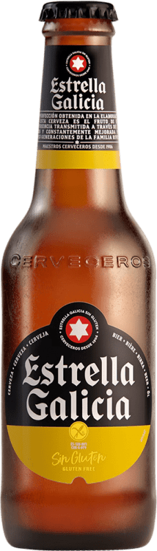 36,95 € Envio grátis | Caixa de 24 unidades Cerveja Estrella Galicia Sin Gluten Garrafa Pequena 25 cl