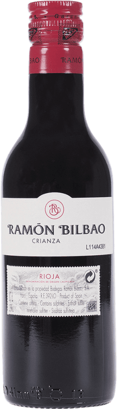 73,95 € Envoi gratuit | Boîte de 24 unités Vin rouge Ramón Bilbao Tinto Crianza D.O.Ca. Rioja Petite Bouteille 20 cl