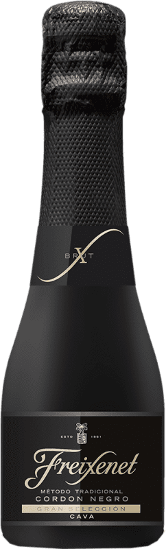96,95 € Kostenloser Versand | 24 Einheiten Box Weißer Sekt Freixenet Cordón Brut — Herb Negro — Schwarz D.O. Cava Kleine Flasche 20 cl