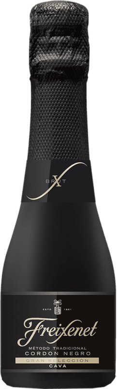 131,95 € Kostenloser Versand | 24 Einheiten Box Weißer Sekt Freixenet Cordón Negro Brut D.O. Cava Kleine Flasche 20 cl