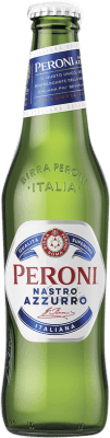 Envio grátis | Caixa de 24 unidades Cerveja Peroni Nastro Azurro Itália Garrafa Terço 33 cl