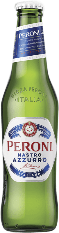 Free Shipping | 24 units box Beer Peroni Nastro Azurro Italy Third-Liter Bottle 33 cl