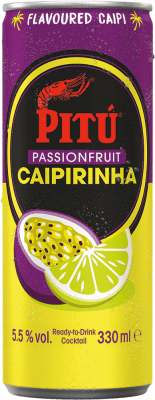 46,95 € Бесплатная доставка | Коробка из 12 единиц Cachaza Pitú Caipirinha con Fruta de la Pasión Алюминиевая банка 33 cl