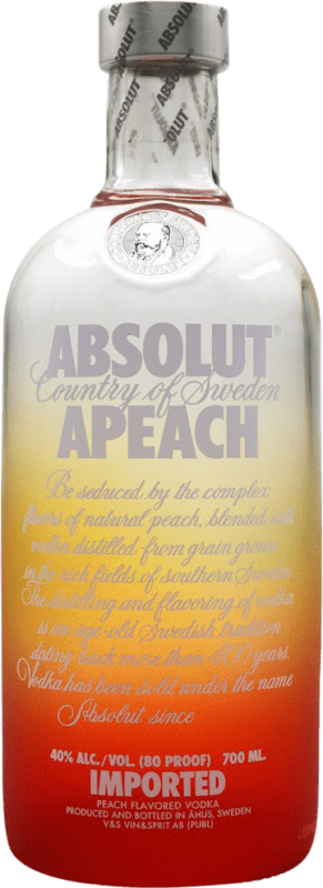 78,95 € Envio grátis | Vodka Absolut Apeach Peach — Pêssego