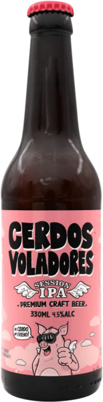 送料無料 | ビール Barcelona Beer Cerdos Voladores スペイン 3分の1リットルのボトル 33 cl