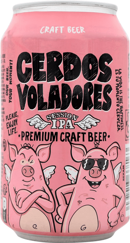 Envío gratis | Cerveza Barcelona Beer Cerdos Voladores España Lata 33 cl