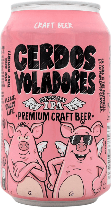 3,95 € Бесплатная доставка | Пиво Barcelona Beer Cerdos Voladores IPA — India Pale Ale Жестяная банка 33 cl